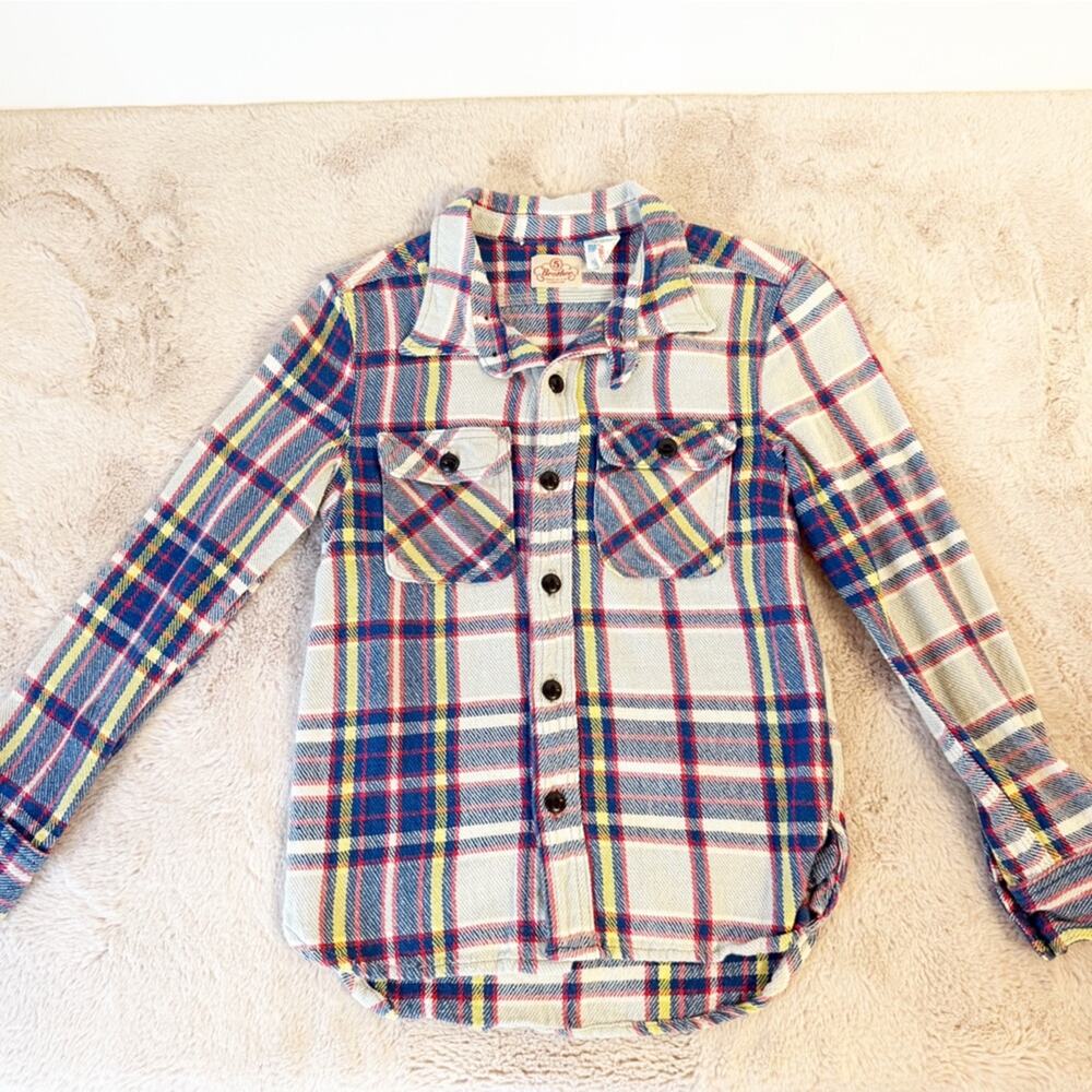 VINTAGE Five Brothers Heavy Flannel Work Shirt Plaid Size XS